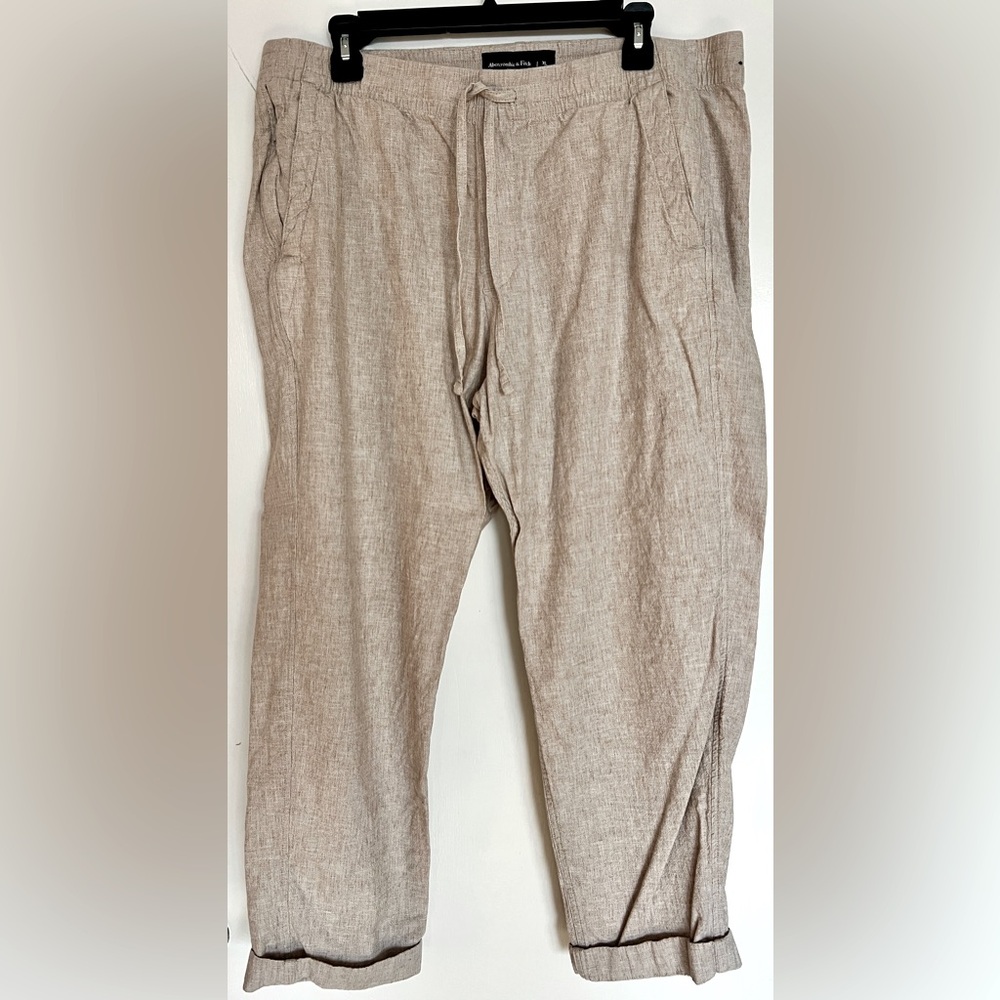 Abercrombie & Fitch Linen-Blend Pull-On Pant - Size XL (36.5-38.5x30) - Stone